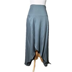 O'Neill Women Small High Low Maxi Summer Skirt High Waist Blue Viscose